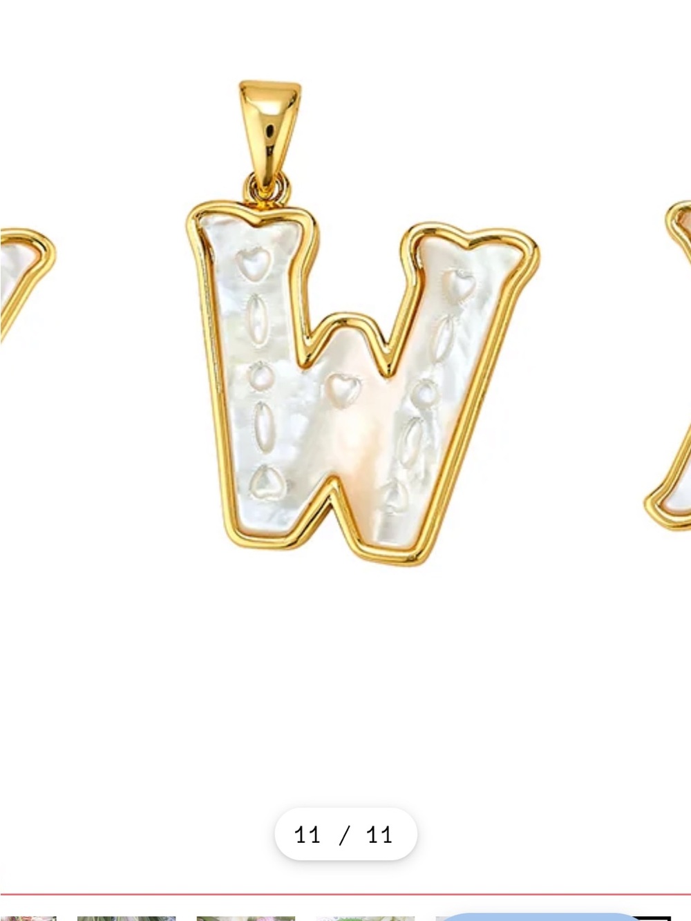 ASHA Gold-Dipped 'W' Mother-of-Pearl Initial Charm (New)